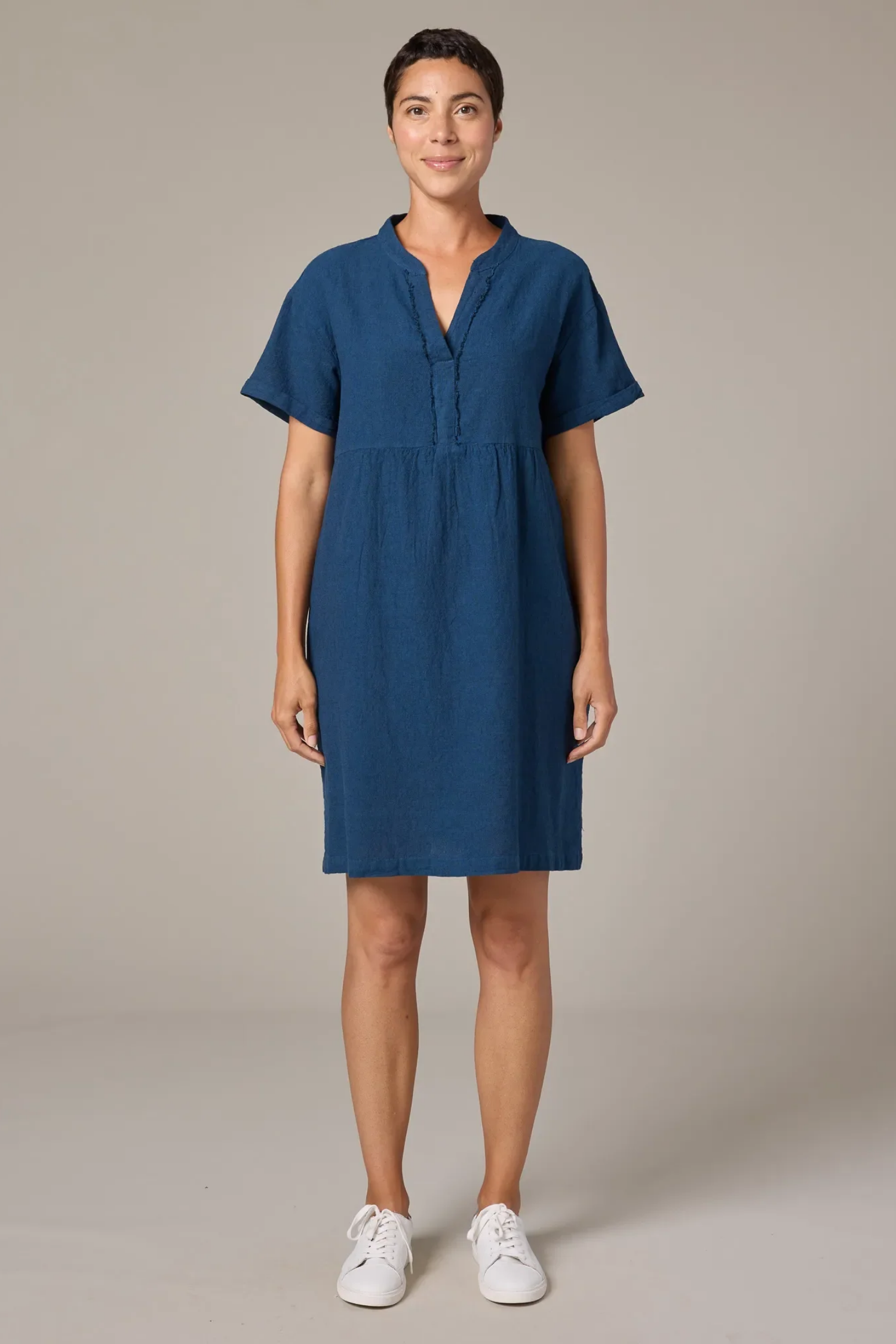 Crosshatch Relaxed Dress in Naval | Cut•Loose