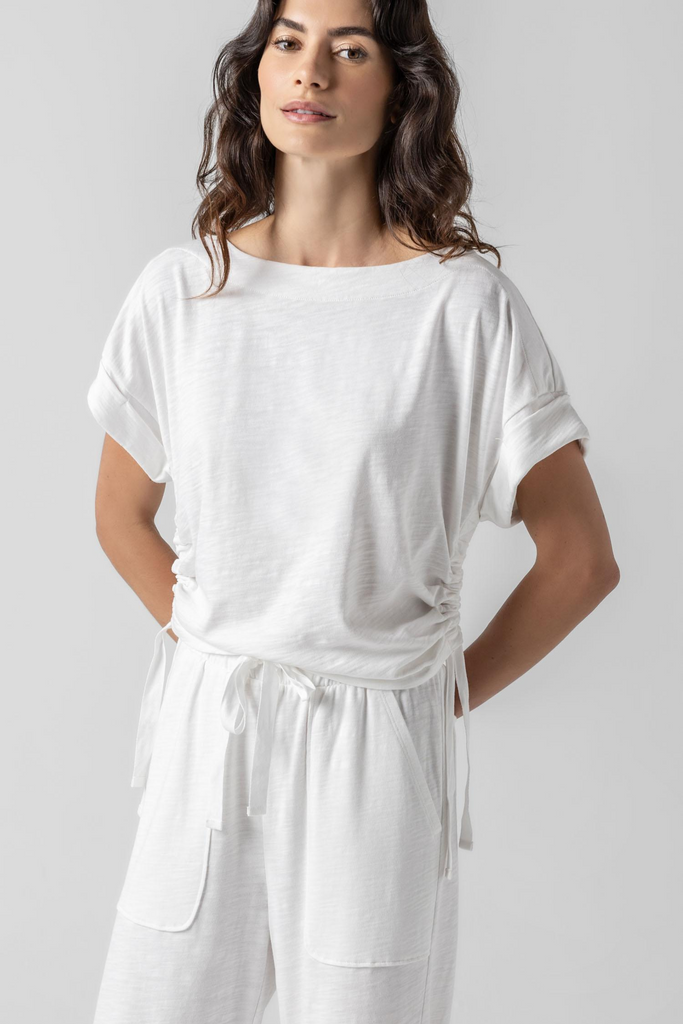 Lilla P Ruched Boatneck Top