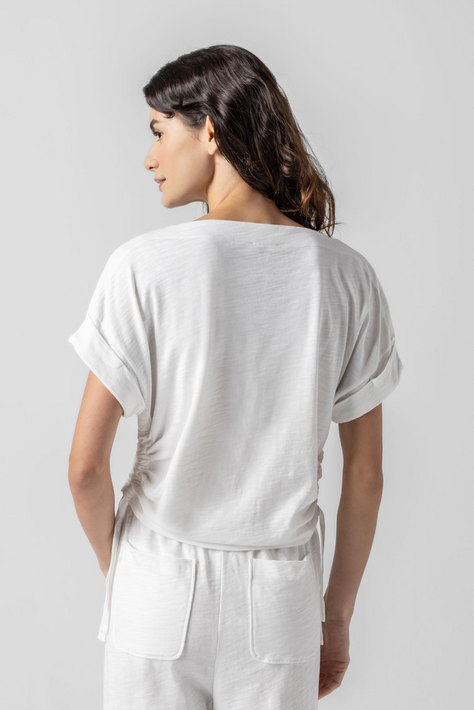 Lilla P Ruched Boatneck Top
