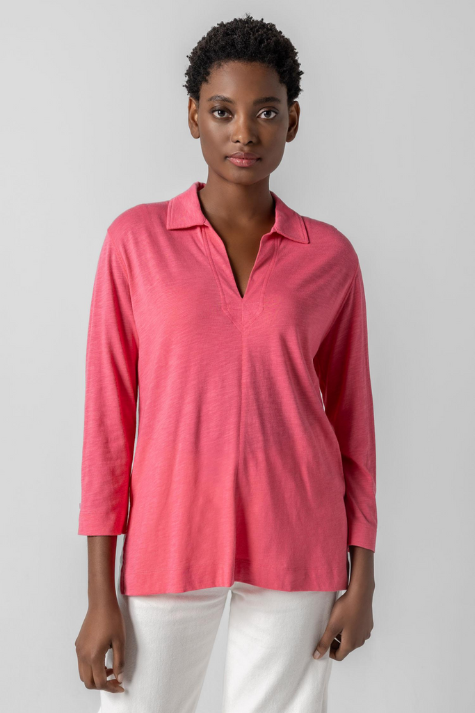Lilla P 3/4 Sleeve Split Neck Tunic
