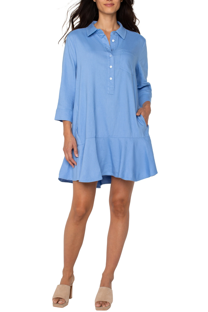 Liverpool Shirt Dress With Flounce Hem