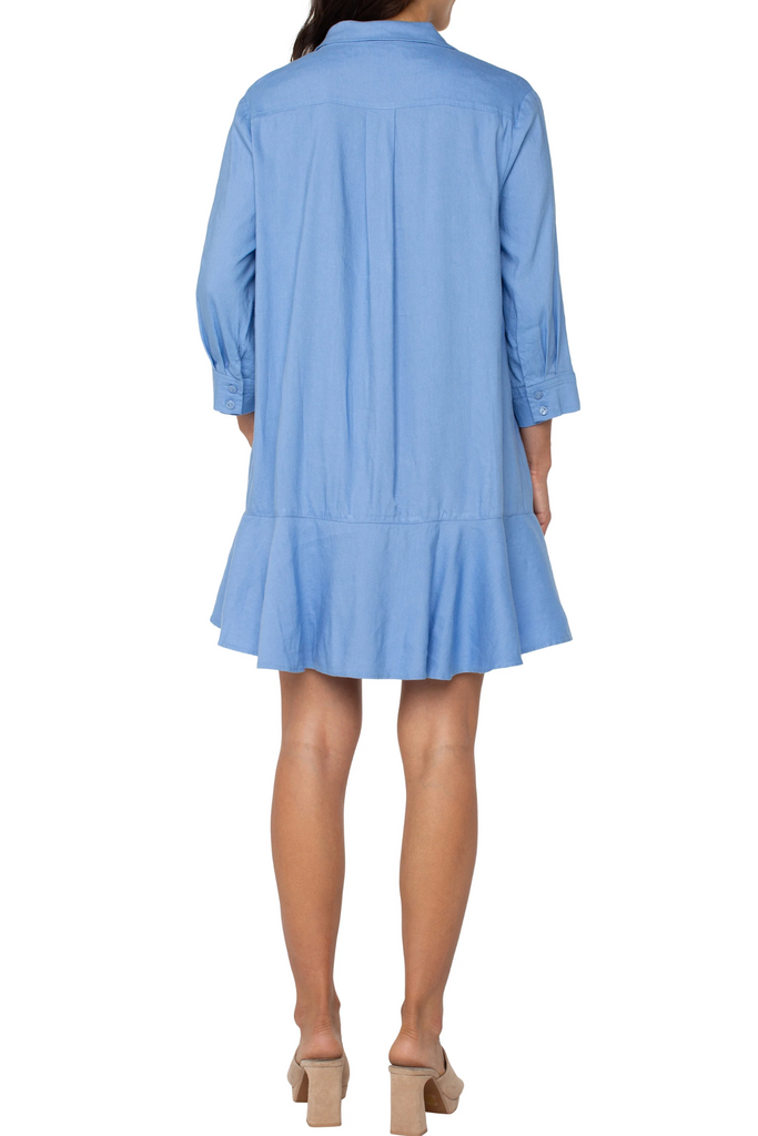 Liverpool Shirt Dress With Flounce Hem