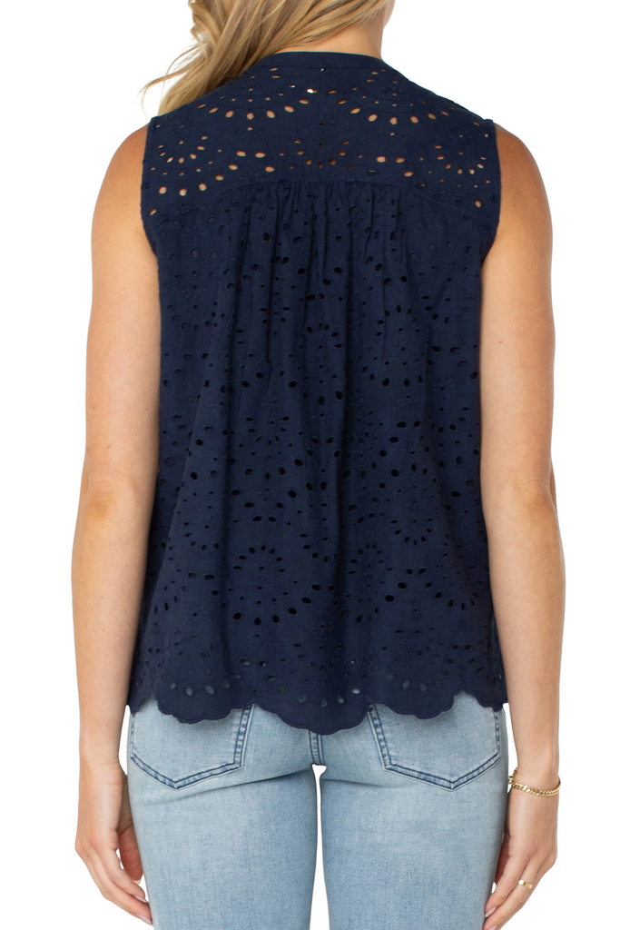 Liverpool Sleeveless Pintuck Woven Blouse