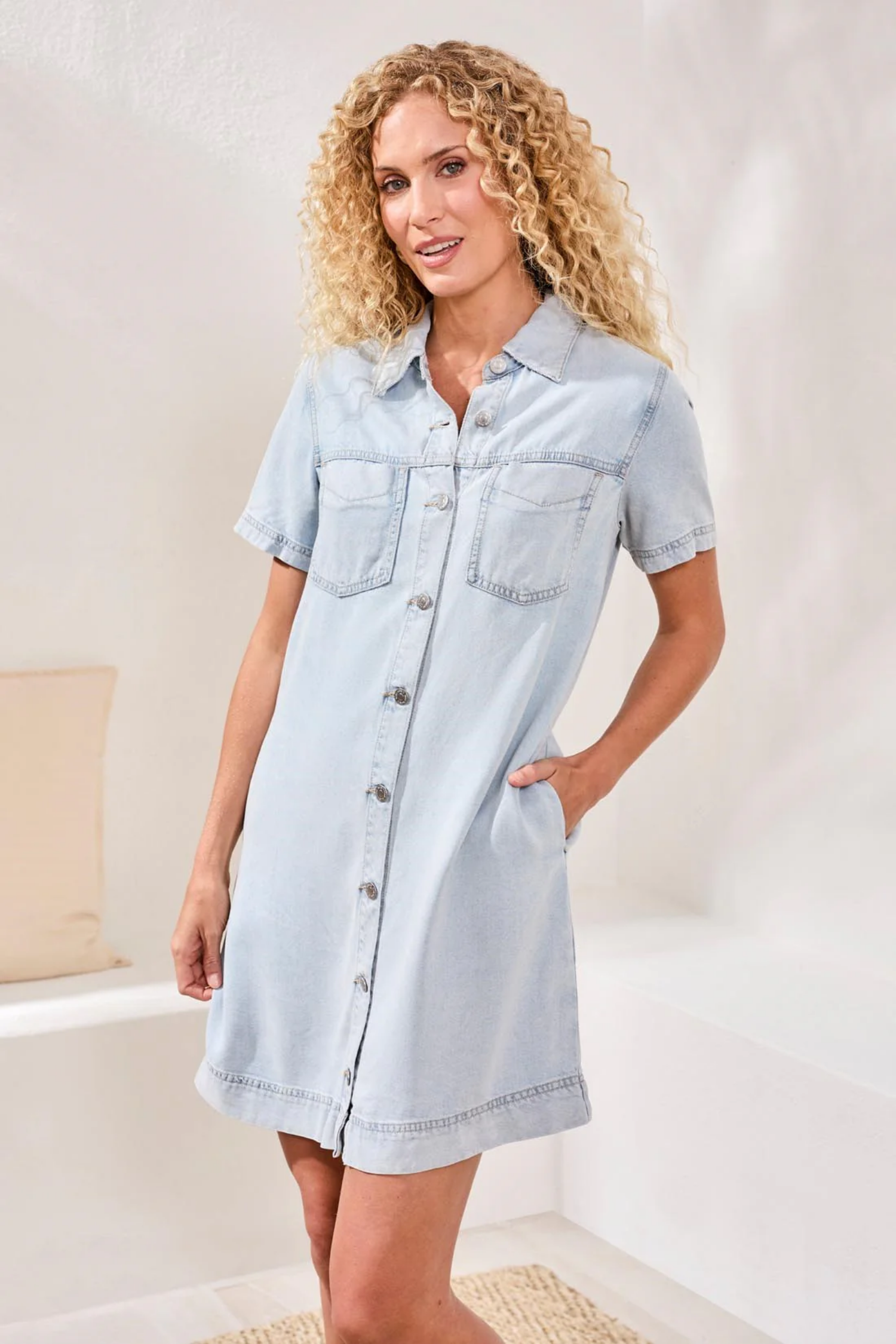 women's denim shift dress Women with Control Tall Denim Shift Dress
